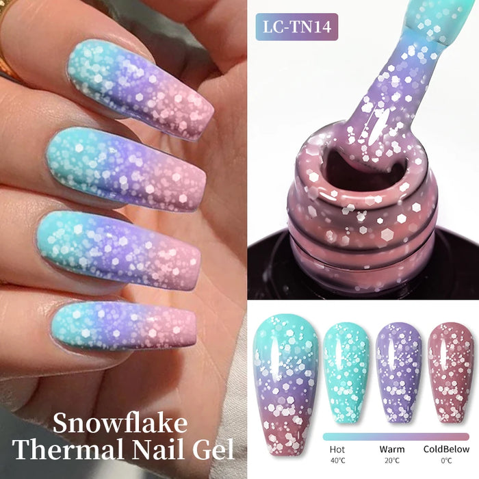 LILYCUTE Thermal Gel Nail Polish Nude Pink Winter Grey Gradient Temperature Color Changing Long Lasting Nail Art Gel Varnish