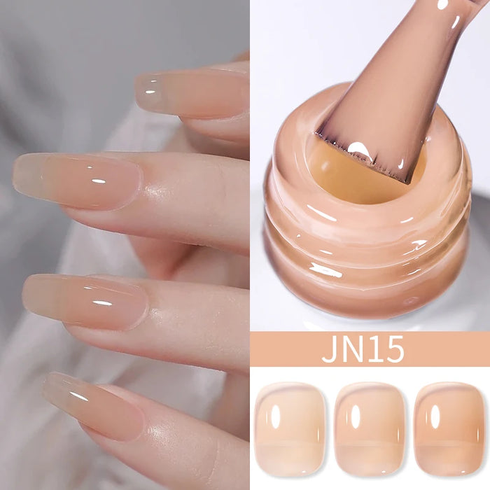 BORN PRETTY Jelly Nude Gel Nail Polish 10ml Light Pink Peach Translucent Color UV Light Cure Gel Varnish Nail Art DIY at Home