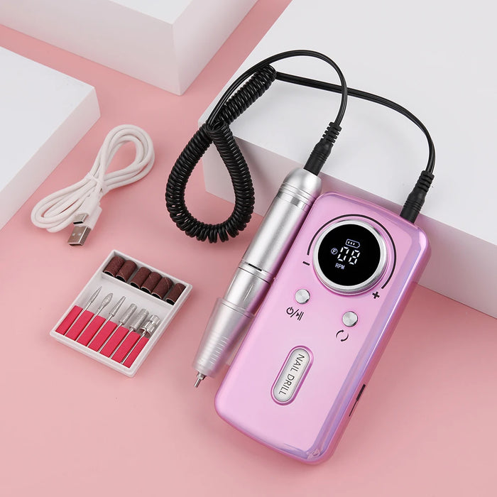 45000RPM Professional Rechargeable Electric Nail Drill Machine Portable Cordless Nail File For Acrylic Gel Nails Remove