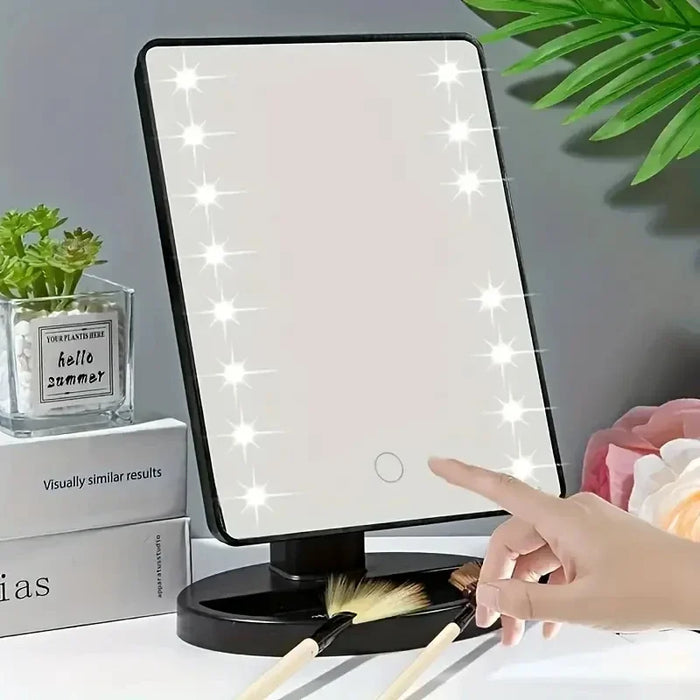 1pc-LED desktop night light makeup mirror desktop 360 degree rotating storage touch sensitive makeup mirror