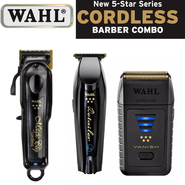 Professional Wahl Magic Clip Black Combo Kit Cordless Hair Clipper&Detailer Li Trimmer&Vanish Shaver For Barbers and Stylists