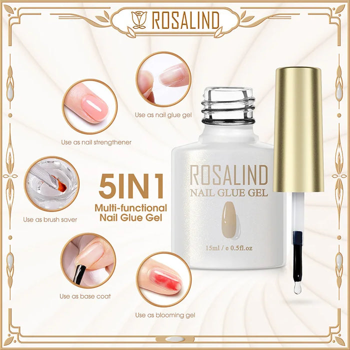 Rosalind Clear White Poly Nail Gel UV Builder Acrylic Liquid Quick Extension Nail Art Tip Glitter Poly Crystal Gel Top Base Coat