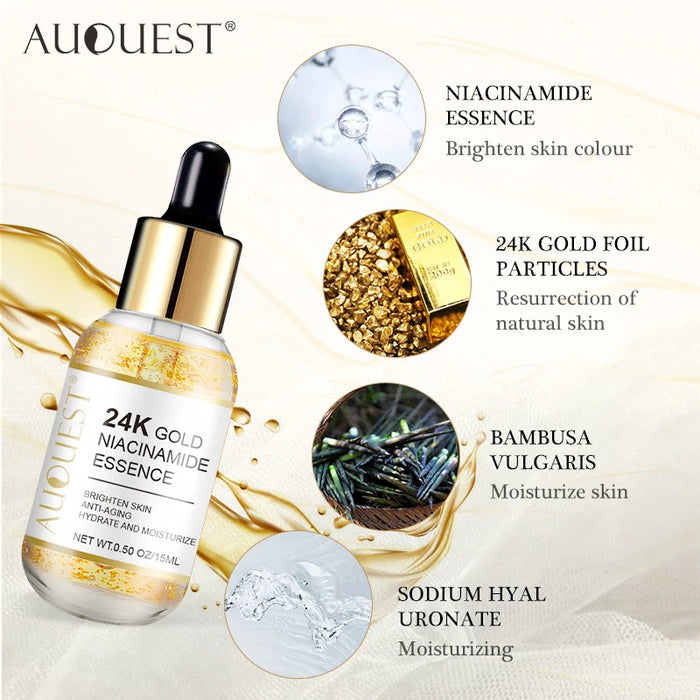 Niacinamide Serum Hyaluronic Acid for Face 24K Gold Serum Moisturizing Brighten Smoothing Facial Skin Care