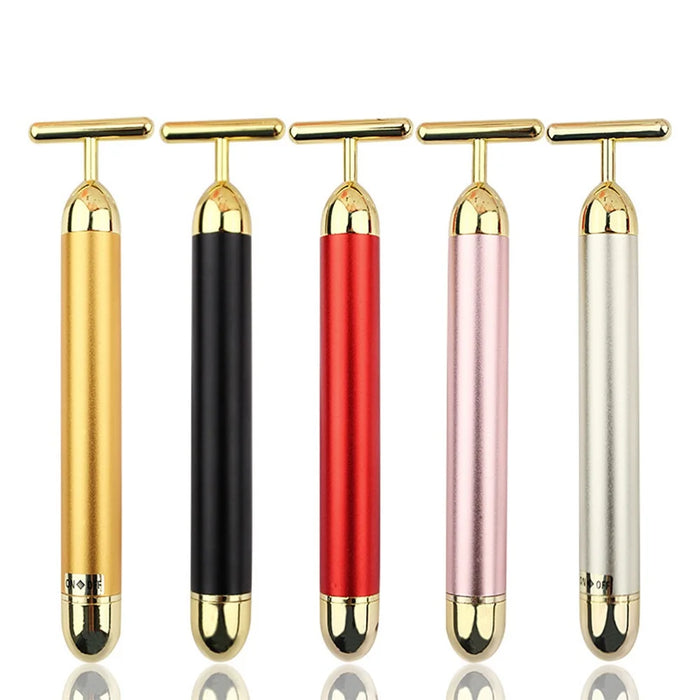 24k Gold Facial Slimming Face Beauty Bar Pulse Firming Facial Roller Massager Lift Skin Tightening Wrinkle Vibrating Tool