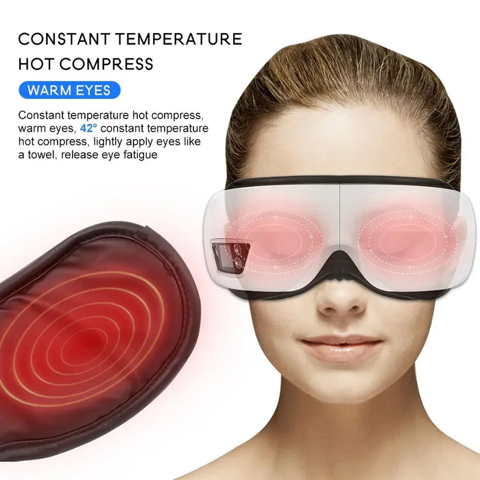 Eye Massager With Heat Smart Airbag Vibration Eye Care Compress Bluetooth Eye Massage Relax Migraines Relief Improve Sleep