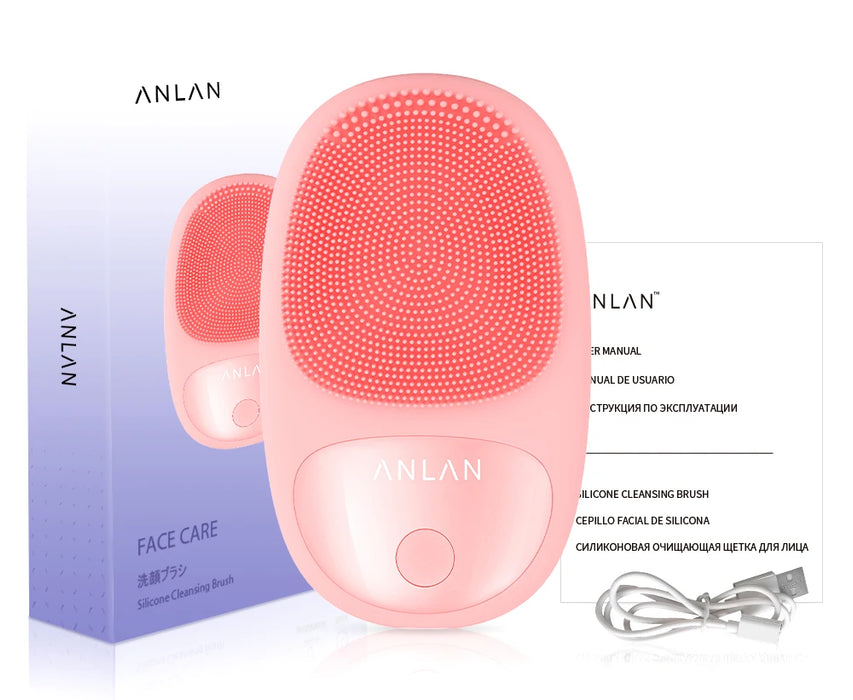 ANLAN Waterproof Electric Facial Cleansing Brush Silicone Facial Cleaning Brushes Vibration Massage Face Cleaner Skincare Tools