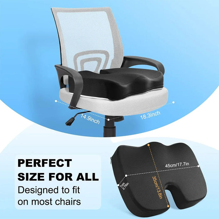 Non-Slip Chair Seat Cushion for Office Chair, Car Seat Cushion, Coccyx Orthopedic Pillow, Desk Chair Memory Foam Sitting Pillow