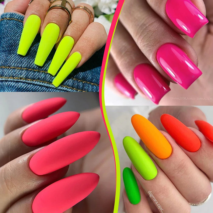 LILYCUTE 6Pcs/Set Fluorescent Gel Nail Polish Spring Summer Neon Color Semi Permanent Soak Off UV Nail Art Gel Varnish Kits