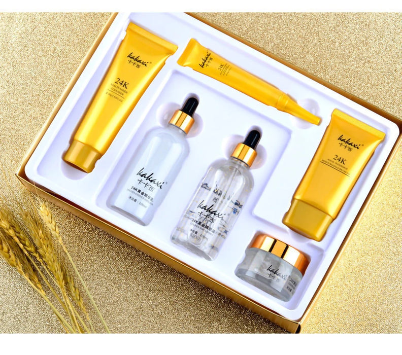 24K Gold Nicotinamide Skin Care Set Moisturizing Skin Face Essence Face Cream Remove Dark Circles Eye Cream Exquisite Gift Box