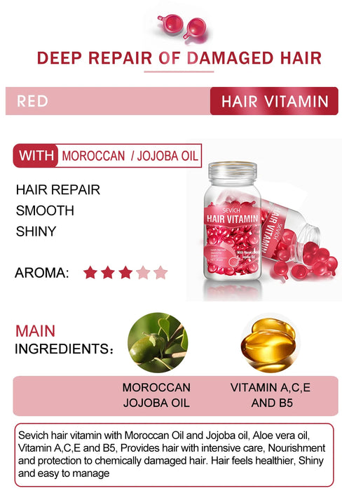 30PCS Hair Vitamin Capsule Keratin Oil Smooth Silky Hair Serum Moroccan Oil Anti Hair Loss Repair Damaged Hair Essential Oil