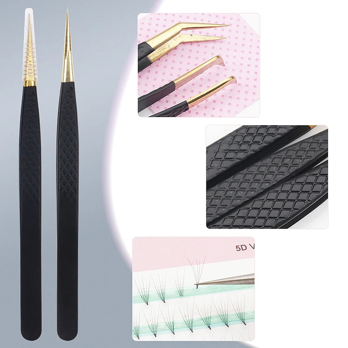 1Pc Anti-static Stainless Steel Eyelashes Tweezers Lashes Extension Supplies Industrial Precision Eyebrow Tweezer Makeup Tools