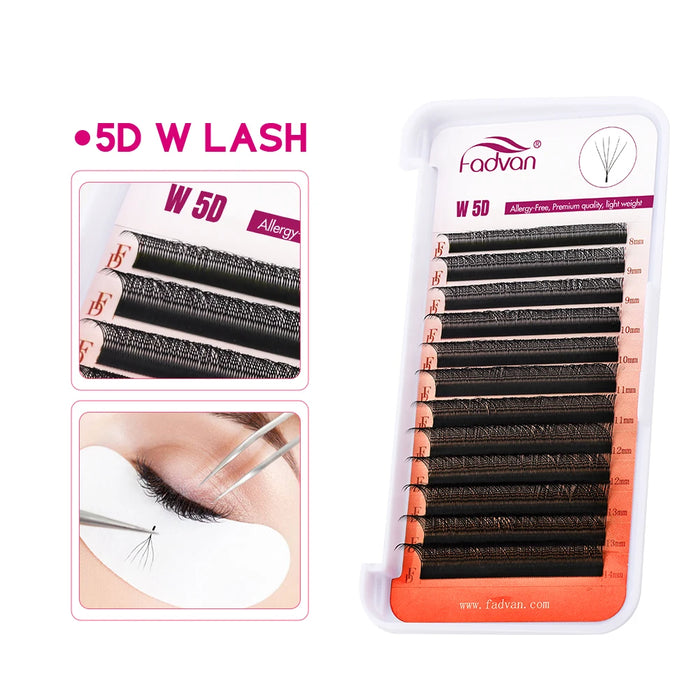 FADVAN 5D W Shape Lashes 0.07/0.05 C/D/DD/LCurl 3D/4D/5D/6D/7D/8D W Lashes Natural Soft Professional Lashes