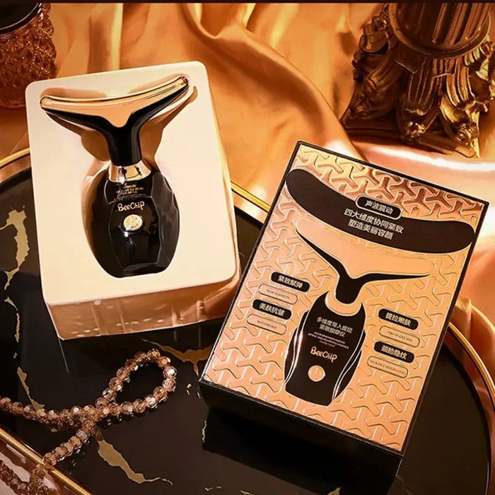 Black Gold Electric Facial Beauty Instrument Lifting And Firming Facial Eye Massager Household Vibration Ultrasonic Massager