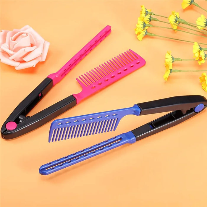 Flat Comb Straightening Comb Salon Hair Brush Combs Hairdressing Styling Hair Straightener V-shaped Straight Comb Straightener