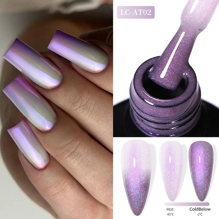 LILYCUTE Thermal Gel Nail Polish Nude Pink Winter Grey Gradient Temperature Color Changing Long Lasting Nail Art Gel Varnish