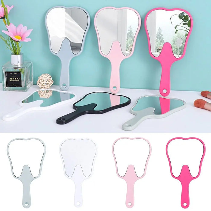 Tooth Shaped Handheld Mirror Practical PVC High Definition Dental Mirrors Makeup Mirror Gift