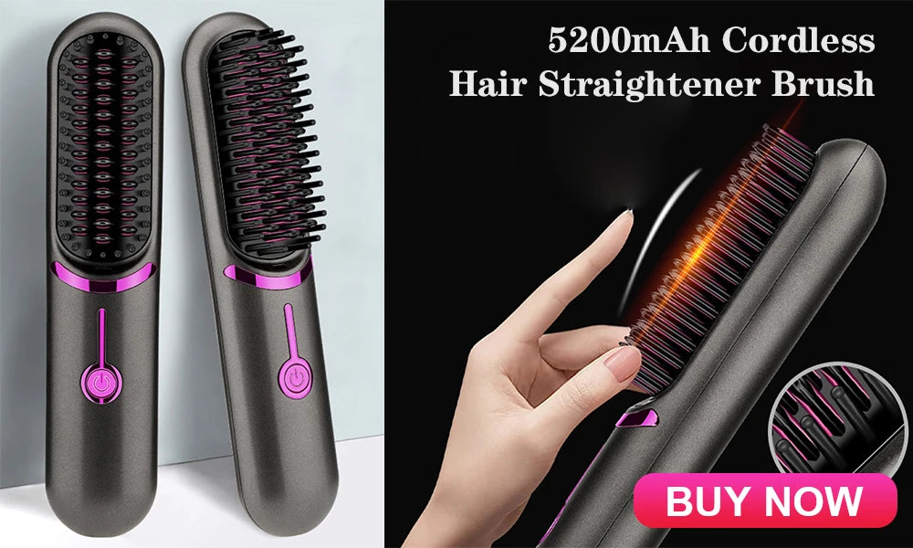 Cordless Beard Straightener for Men Hair Straightener Brush Fast Heated Electric Hair Brushes Multifunctional Wireless Hot Comb