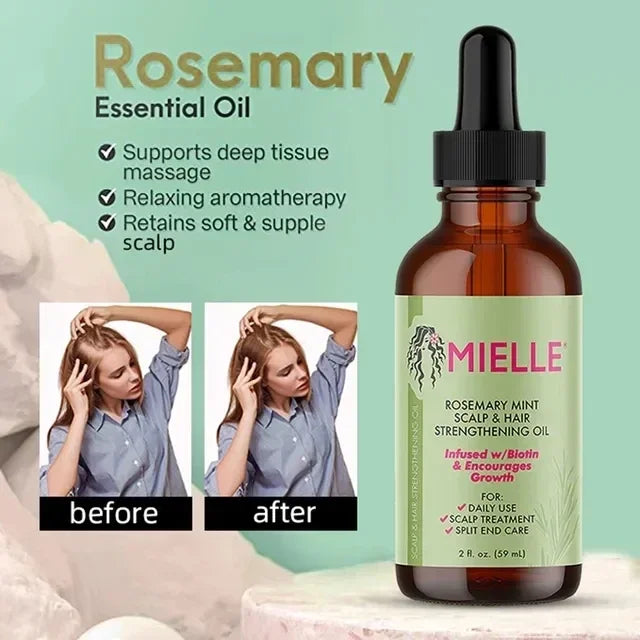 10pcs Organics Mielle Rosemary Mint Hair Growth Essential Oil Scalp & Hair Strengthen Oil Nourishing Improve Split Ends 59ml