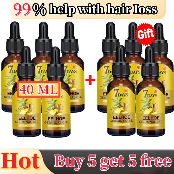 Ginger Fast Hair Growth Oil Anti Hair Loss Treatment for Man Women Serum Scalp Baldhead Repair Nourish Root Fast Growing Product