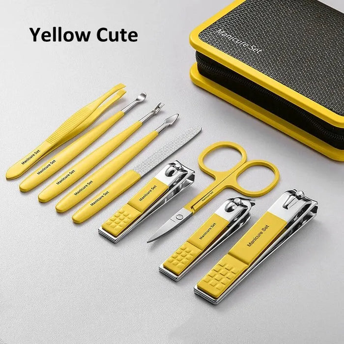 Portable Nail Scissors Set Manicure Set Pedicure Kit Stainless Steel Nail Clippers Tool Travel Grooming Case