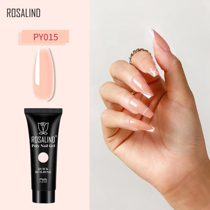 Rosalind Clear White Poly Nail Gel UV Builder Acrylic Liquid Quick Extension Nail Art Tip Glitter Poly Crystal Gel Top Base Coat