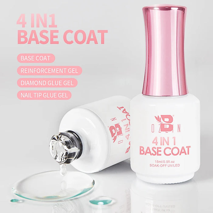 4 In 1 Base Coat Function 15ML Soak Off LED UV Gel Nail Polish Long Lasting Nails Tip Glue Art Tools Varnish Lacquer