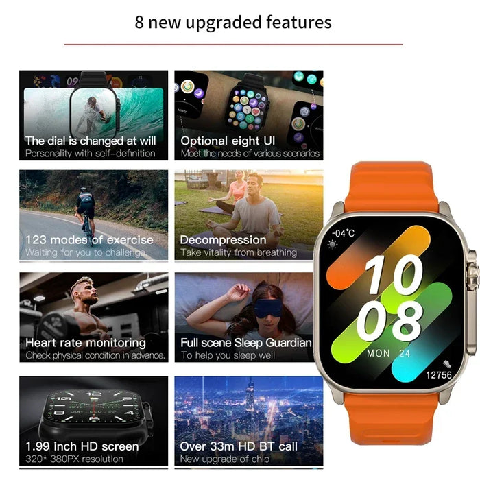 New Smart Watch 9 Ultra Gen 2 Watch Ultra IWO Watch Ultra NFC Smartwatch Series 9 Bluetooth Call 2.2 Inch Wireless Fitness Watch