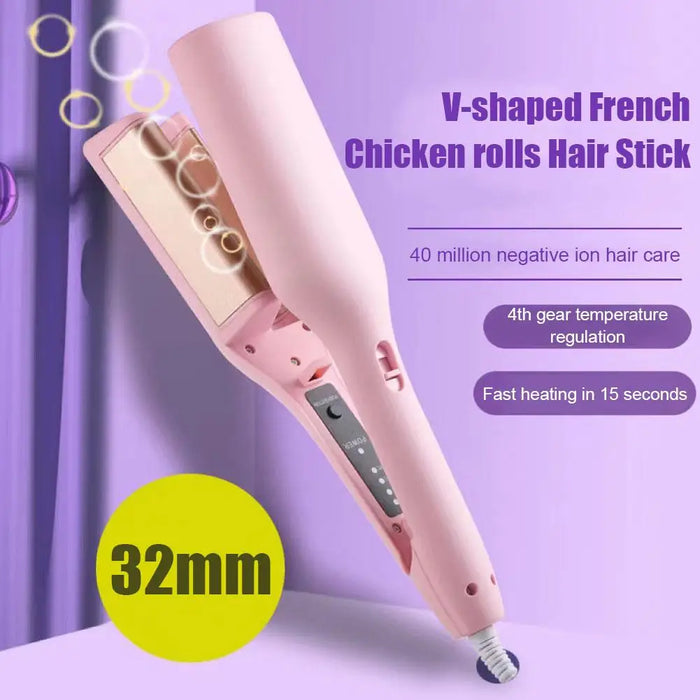 32mm Hair Wave Curling Iron Professional French Egg Roll Hair Curler Corrugated Wavy Styler Fast Heating Volumizing Styling Tool