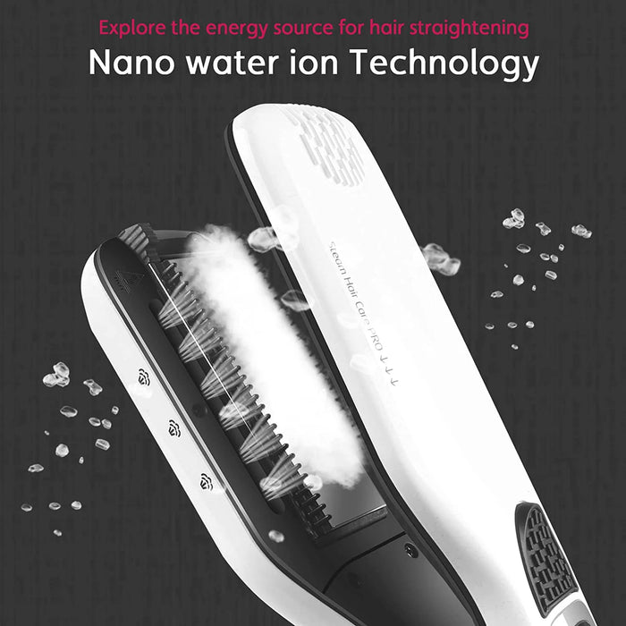 Electric Steam Hair Straightener Professional Ceramic Wide Hair Curling Flat Iron Hair Plates Lcd Display Hot Comb Straightening