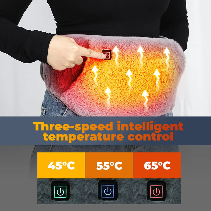 Electric Heating Pad for Menstrual Cramps Plush Warm Palace Belt Lumbar Abdominal Pain Relief Uterus Hand Warmer Winter