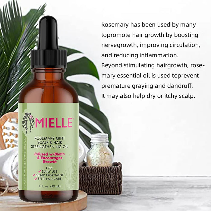 Hair Growth Essential Oil Rosemary Mint Hair Strengthening Oil Nourishing Treatment for Dry Mielle Organics and Split Ends Hair