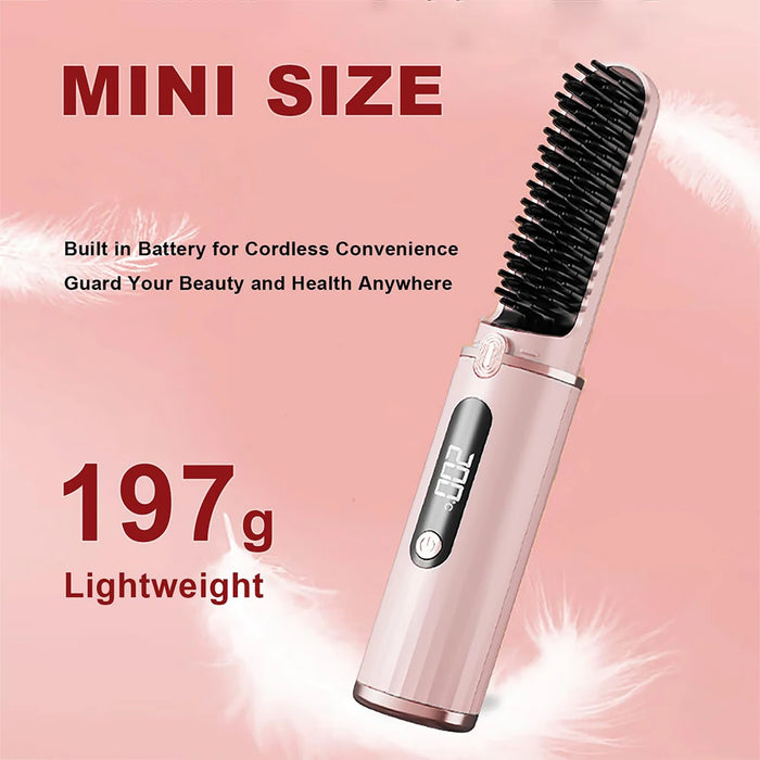 Cordless Hair Straightener Brush for Women Electric Hair Brushes Comb With Negative Ions Portable Hair Straightener for Travel