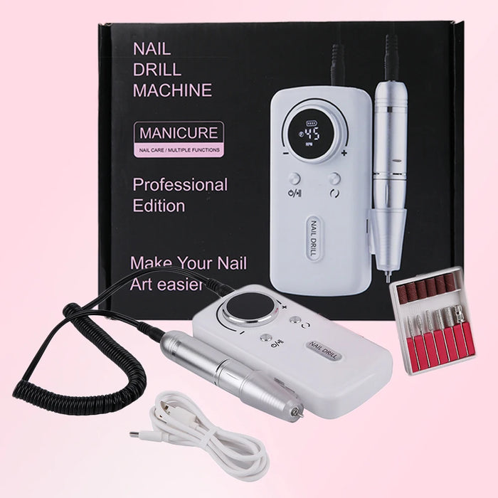 45000RPM Professional Rechargeable Electric Nail Drill Machine Portable Cordless Nail File For Acrylic Gel Nails Remove