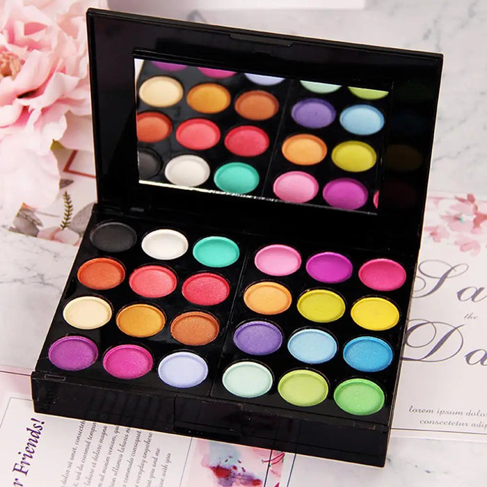 24 Colors Eyeshadow Palette Three-layer Book Makeup Glossy Colors Cosmetic Fine Matte Long-lasting And Shadow Glitter Eye E1H7