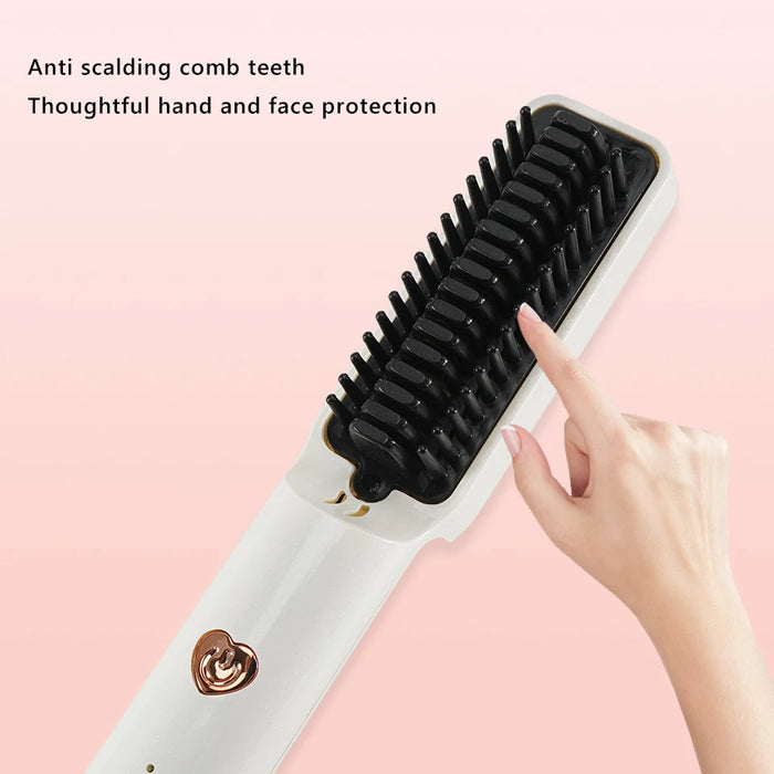 Hair Straight Styler Curling Iron Hair Curler Comb Fast Heating Hair Straightener Flat Irons Wet Dry Brush Comb USB Rechargeable