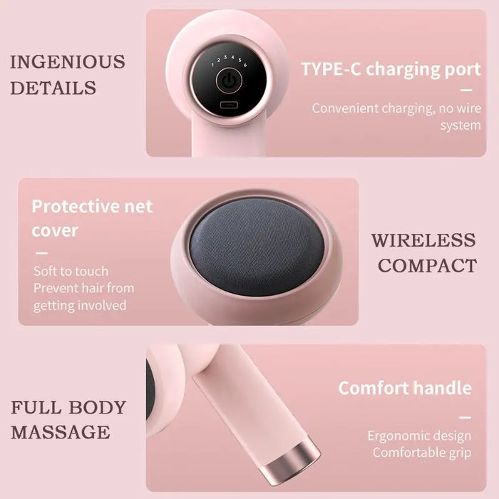 Massage Gun Wireless Charging Fat Pushing Machine Handheld Portable Massage Stick Neck, Waist, Shoulder Kneading Pink White