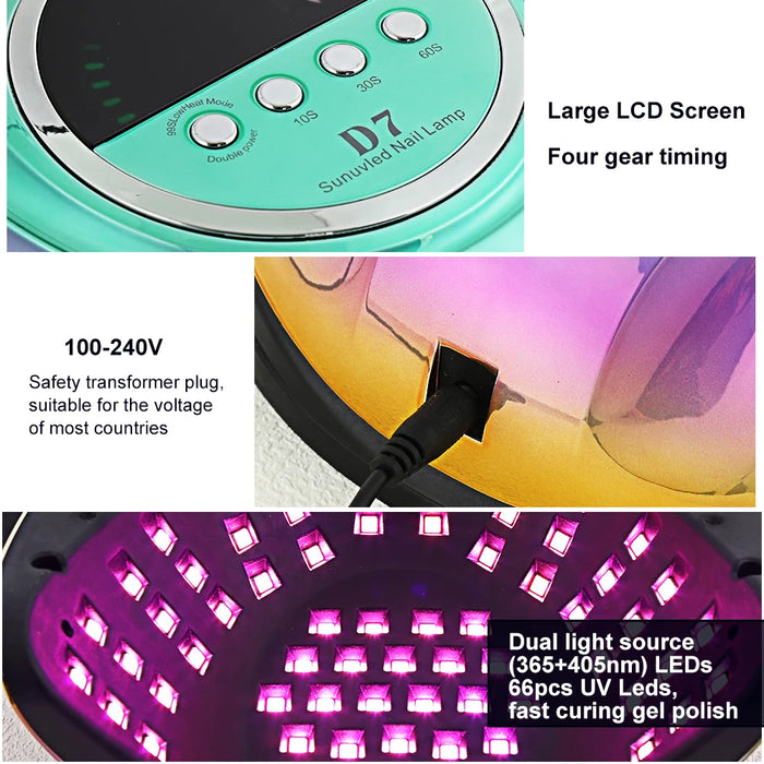 2023 NEW Nail Lamp 208W UV LED Nail Dryer for Curing Gels Polish With Smart Sensor Manicure Nail Art Salon Equipment Brand