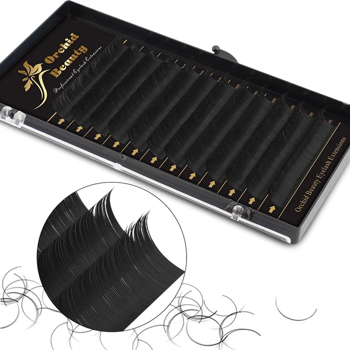 Orchid Beauty Wholesale Private Label C CC Curl Matte Black Classic Silk Eyelashes Individual Volume Lash extension