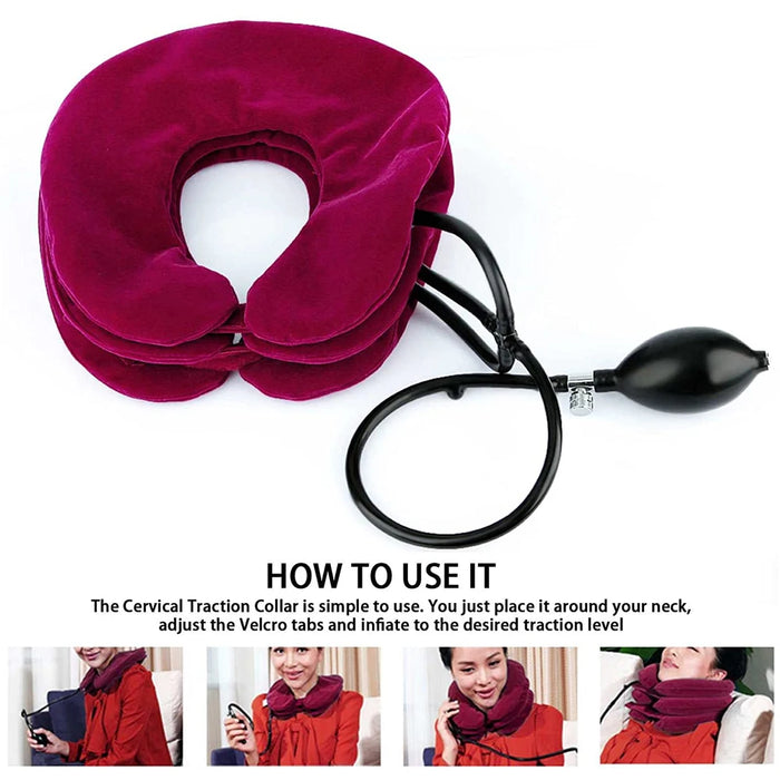 Cervical Neck Traction Device,Relief for Chronic Neck & Shoulder Alignment Pain,Inflatable Neck Stretcher Collar for Home Relief