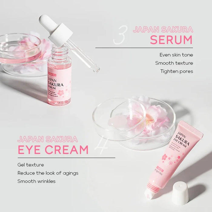 LAIKOU Sakura Brightening Skin Care Brightening Set Moisturizing Whitening Sunscreen 6pcs Sets