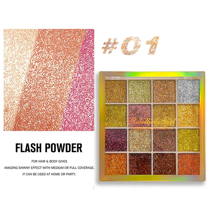 16 Color Glitter Sequin eyeshadow Palette Diamond Shimmer Body Face Art Makeup Waterproof Skin Sequins Gloss Eyeshadow Palette