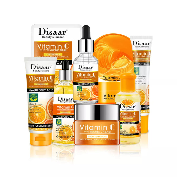 Disaar Vitamin C Facial Care Set Cream Mask Face Clean Moisturizing Serum VC Essence Repair Skin Care Set