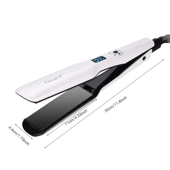 CkeyiN 44mm Tourmaline Ceramic Hair Straightener LCD Display Fast Heating Flat Iron Adjustable Temperature Straightening Iron