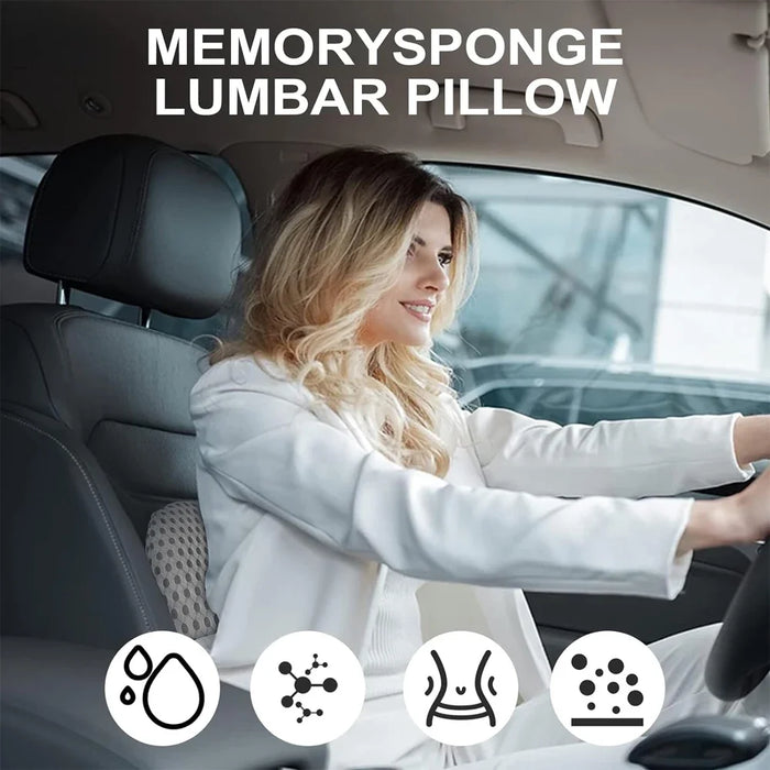 Lumbar Support Pillow,Memory Foam Lumbar Pillow with Adjustable Strap for BackPain Relief,Ideal Back Pillow for Car,Office Chair