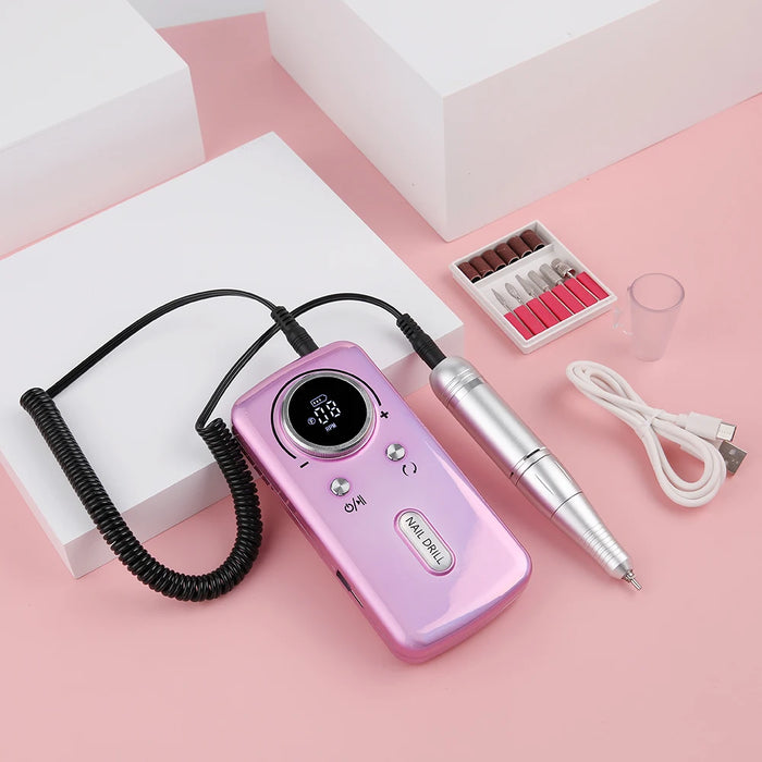 45000RPM Professional Rechargeable Electric Nail Drill Machine Portable Cordless Nail File For Acrylic Gel Nails Remove