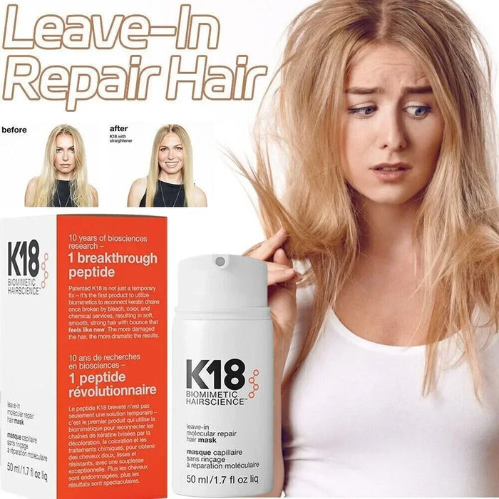 50ML K18 Leave-In Molecular Repair Hair Mask Damage Restore Soft Hair Deep Repair Keratin & Scalp Treatment Hair Care Condition