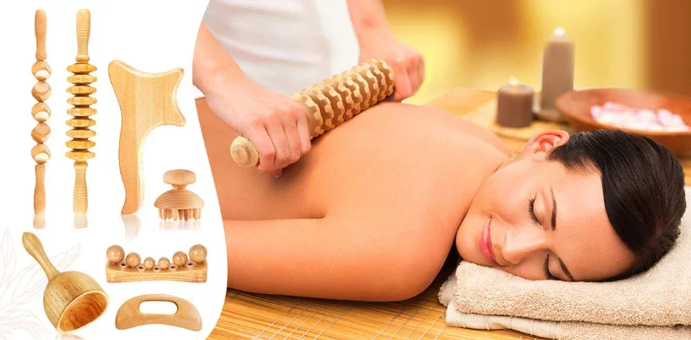 Wooden Massage Tools Wood Lymphatic Drainage Massager Anti Cellulite Body Shaping Tools for Beauty, Gua Sha, Sore Muscle Relief