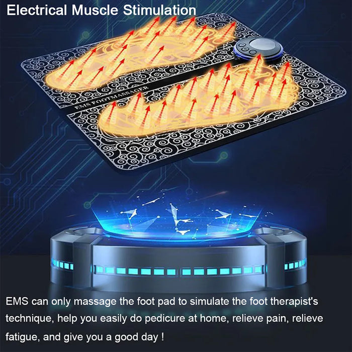 Electric EMS Foot Massager Pad Relief Pain Relax Feet Acupoints Massage Mat Shock Muscle Stimulation Improve Blood Circulation