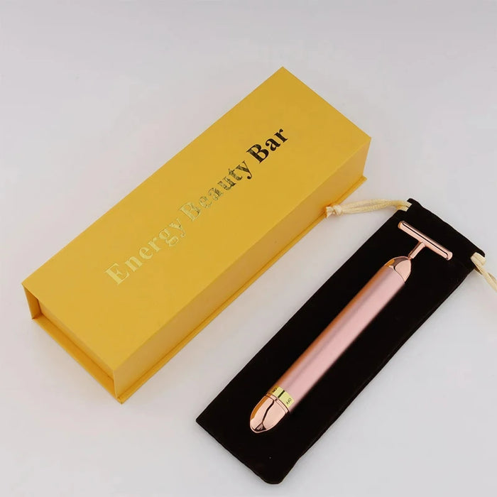 24K Gold T Beauty Bar Energy Roller Electric Face-lifting Facial Massage Beauty Instrument Waterproof Vibrating Face Care Stick