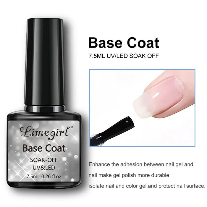 2/3 Piece Set Top Coat Base Coat and Base Coat UV/LED Semi-Permanent Clear Coat Gel Nail Polish, Nail Art Kit for Everyone